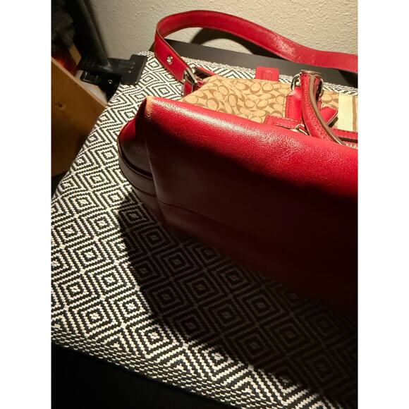 Coach Womens Bag Red Signature C Molly Satchel Shoulder Vintage Handbag Purse - Picture 11 of 12